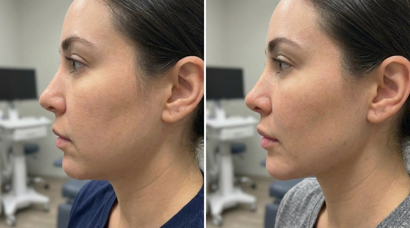Jawline Contouring before and after results at Couture Dermatology and Laser Beverly Hills Beverly Hills