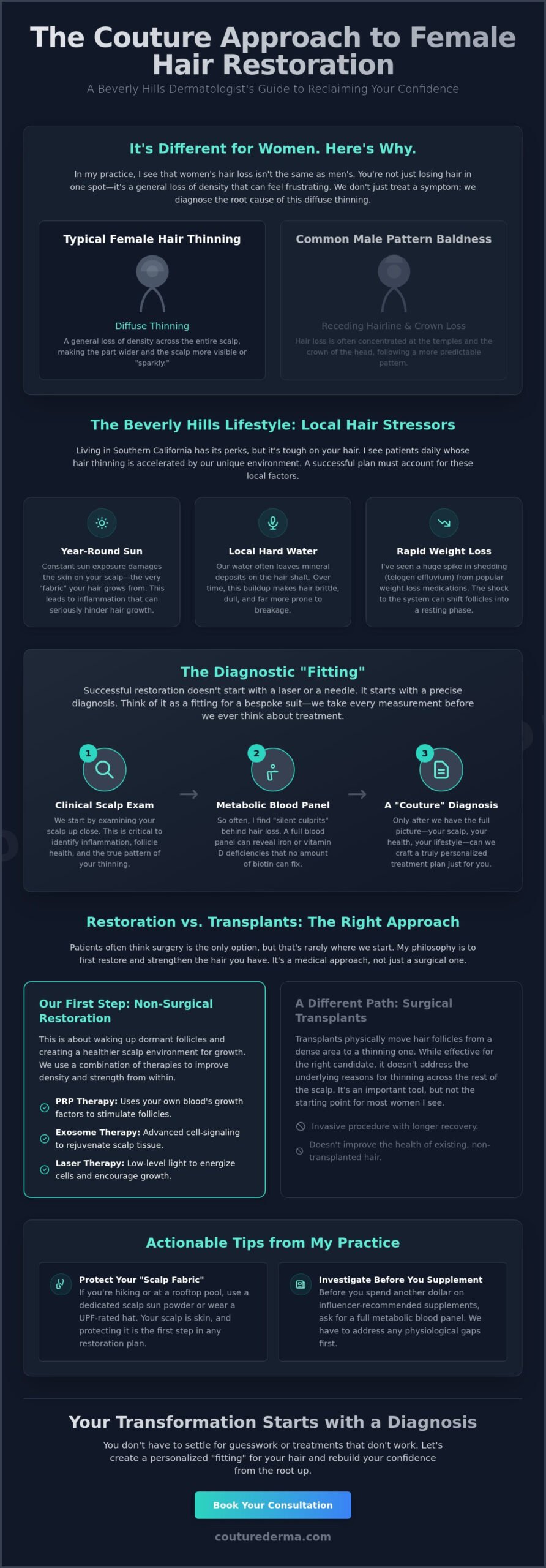 Hair Restoration for Women in Los Angeles: A Couture Approach to Thinning and Regrowth